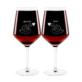 2 kieliszki do wina ŁABĘDZIE Z IMIONAMI prezent na ROCZNICĘ