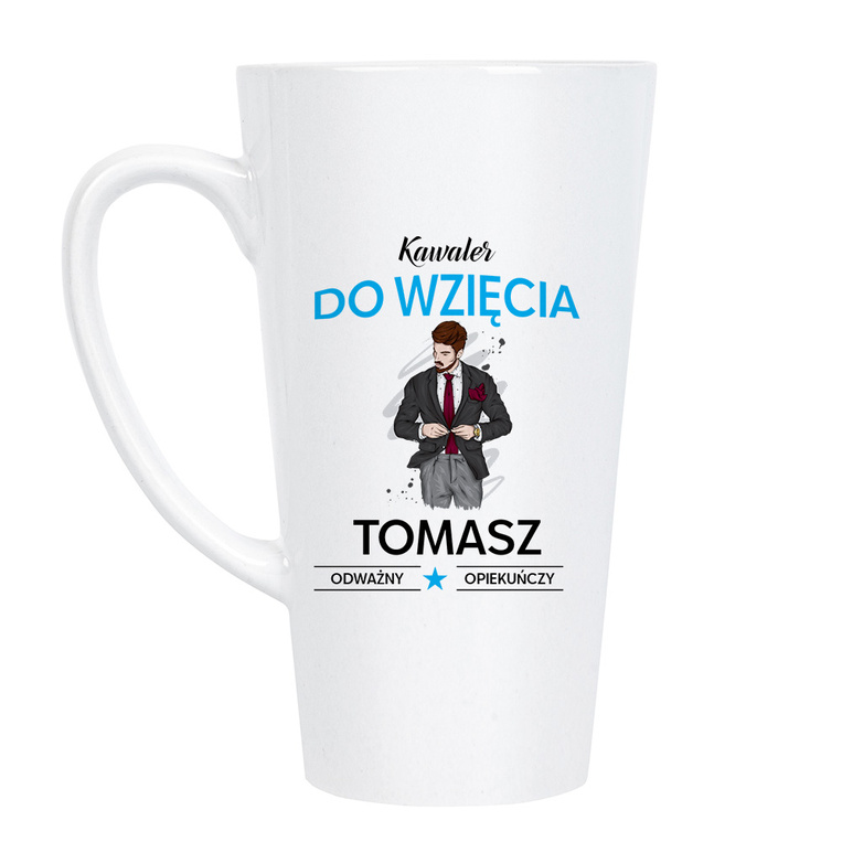 Kubek Latte duży z na drukiem KAWALER DO WZIĘCIA + IMIĘ