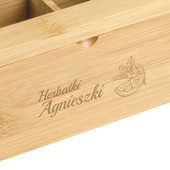 Grawerowane pudełko na herbatę personalizacja HERBATKI + IMIĘ  dla niej