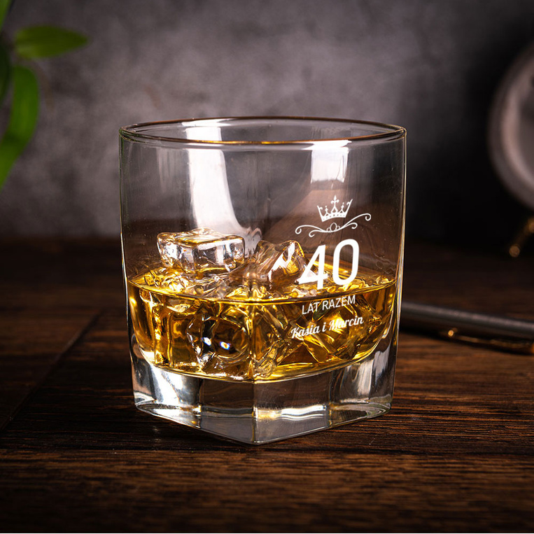 Szklanka do whisky z grawerem 40 LAT RAZEM
