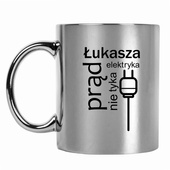Kubek srebrny z nadrukiem na PREZENT DLA ELEKTRYKA