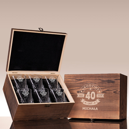 Szklanki z grawerem na 40. URODZINY – prezent w skrzynce