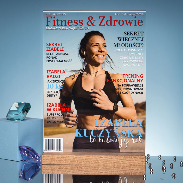 Statuetka z plexi z drewnianą podstawką 21x30 cm | Prezent dla kobiety fit