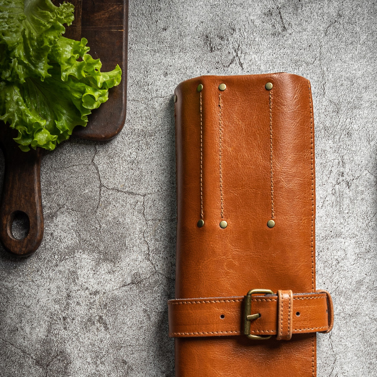 Personalizowane skórzane etui do zestawu noży szefa TWÓJ GRAWER