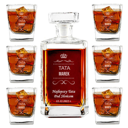 Prezent dla TATY zestaw do whisky z grawerem NAJLEPSZY TATA POD SŁOŃCEM