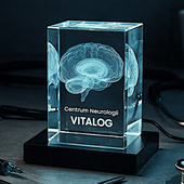 Statuetka szklana 3D Mózg z grawerem i podstawką LED – prezent dla lekarza lub neurologa