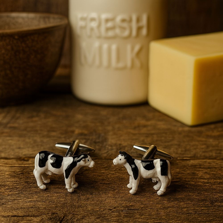 Spinki do mankietów KROWY – stal szlachetna, prezent DLA HODOWCY BYDŁA