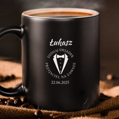 Czarny kubek dla świadka z grawerem – imię, data i wyjątkowa dedykacja