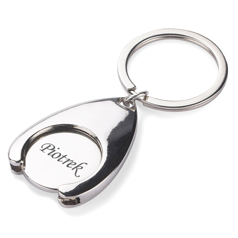 BRELOK Z ŻETONEM NA ZAKUPY dla faceta – personalizowany grawer,