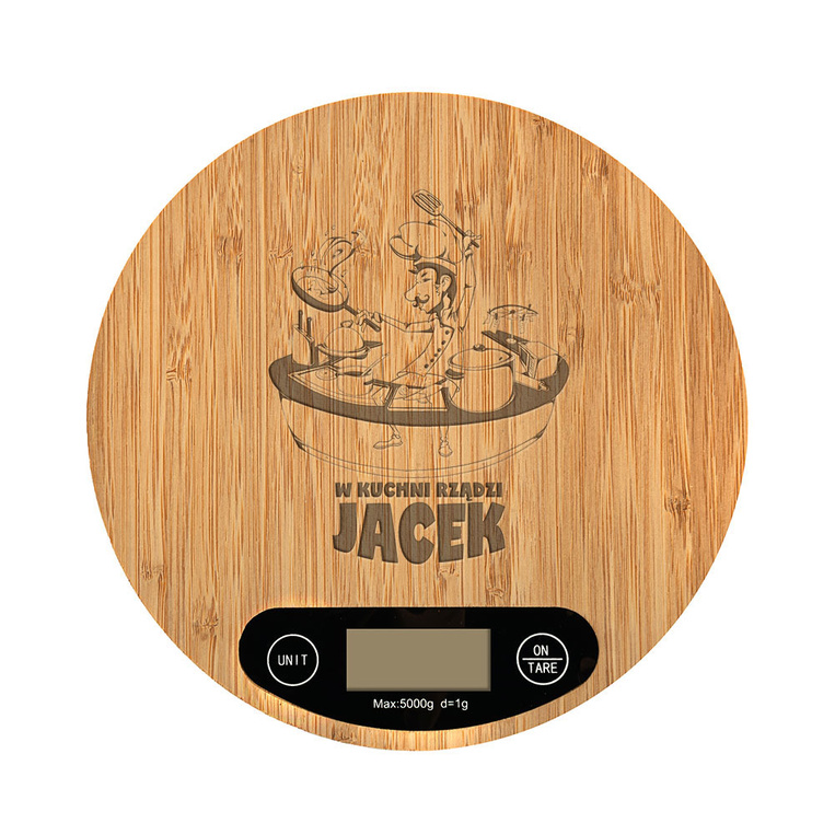 Bambusowa waga grawerowana DLA AMATORA KUCHNI na URODZINY