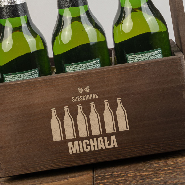 Personalizowane nosidło na piwo z grawerem SZEŚCIOPAK + IMIĘ