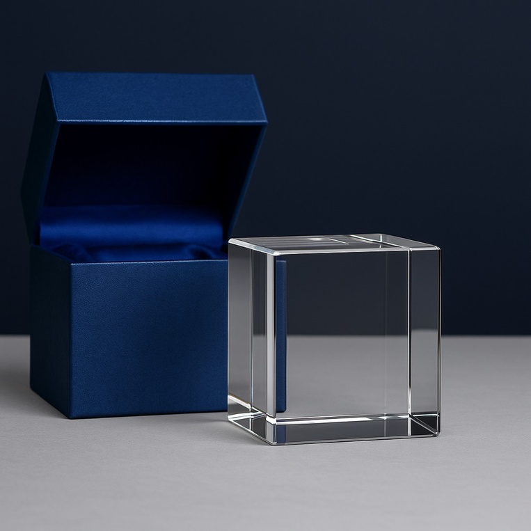 FOTOLAMPKA 3D 100x100x100 mm - Kryształowa statuetka 3D z dzwonkami