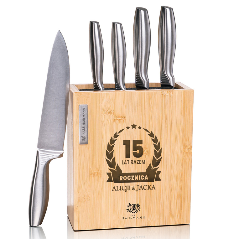 Zestaw noży z grawerem na 15. rocznicę ślubu – ROCZNICA KRYSZTAŁOWA