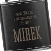 Grawerowana piersiówka w skórzanej obwolucie na prezent DLA NIEGO