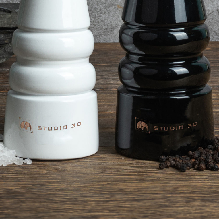 PREZENT FIRMOWY - młynek do soli i pieprzu z grawerowanym logiem firmowym