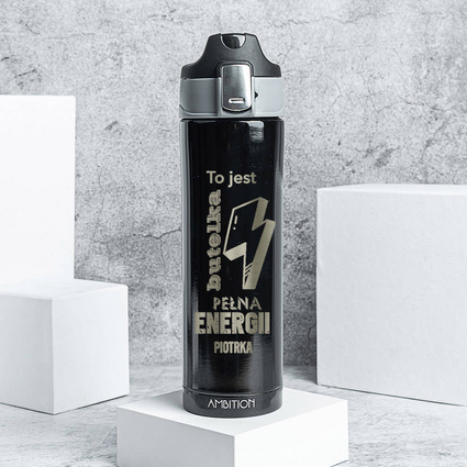 Kubek termiczny grawerowany BUTELKA PEŁNA ENRGII na prezent DLA NIEGO