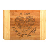 PREZENT DLA PARY deska do krojenia z grawerem PRZEZ ŻOŁĄDEK DO SERCA