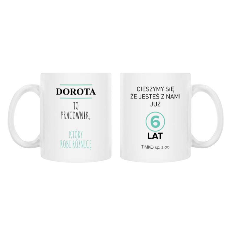 Kubek z nadrukiem DLA PRACOWNIKA KTÓRY ROBI RÓŻNICĘ