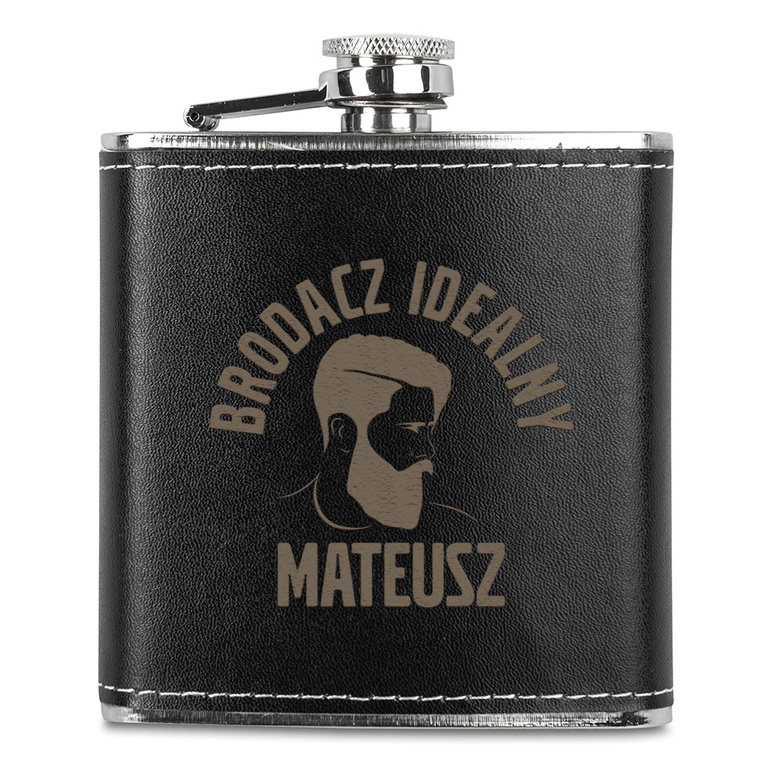 Piersiówka z grawerem BRODACZ IDEALNY + IMIĘ