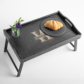 Stolik śniadaniowy z grawerem MONOGRAM + IMIĘ – prezent DLA NIEJ urodziny imieniny