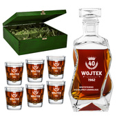 Personalizowany zestaw do whisky z karafką i szklankami - prezent na 40 urodziny