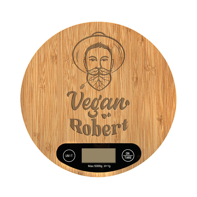 Waga kuchenna z personalizowanym grawerem VEGAN ROBERT prezent na uordziny