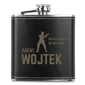 Personalizowana piersiówka w skórze z grawerem DLA AGENTA