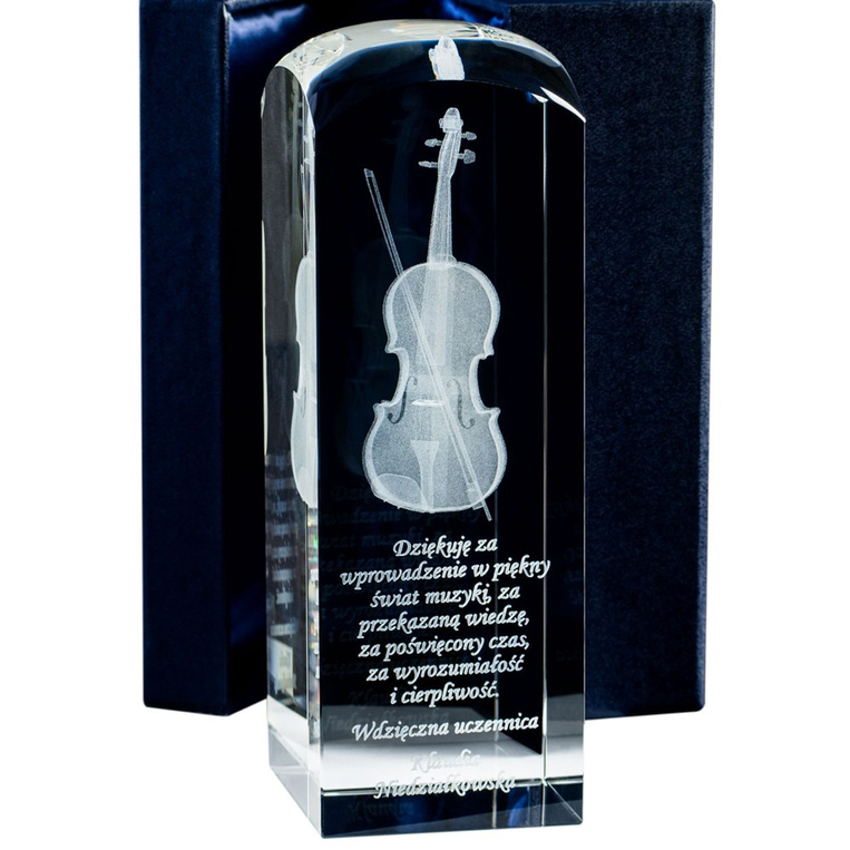 Skrzypce 3D - grawer w statuetce Podziękowanie za naukę, Nagroda w konkursie