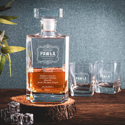 Karafka i 2 szklanki do whisky z grawerem DOSKONAŁY ROCZNIK na prezent DLA NIEGO