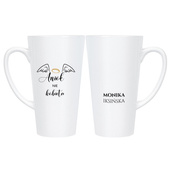 Kubek Latte duży z nadrukiem ANIOŁA NIE KOBIETA + IMIĘ i NAZWISKO