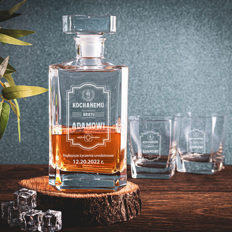 Zestaw do whisky karafka i 6 szklanek DLA BRATA na urodziny