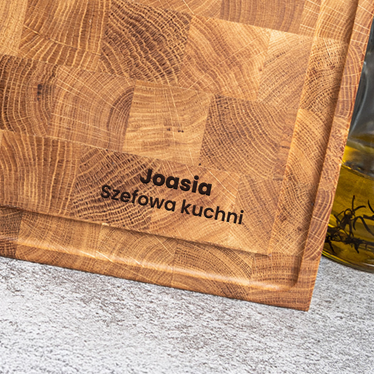 Deska sztorcowa na prezent – grawer „Szefowa Kuchni” + imię