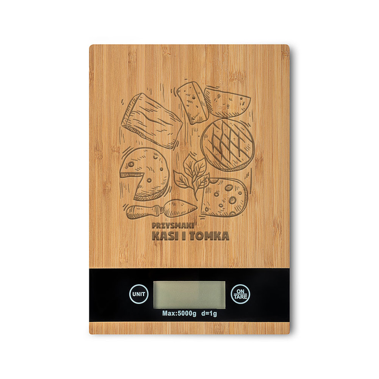 Waga kuchenna prostokątna grawerowana PRZYSMAKI KASI i TOMKA
