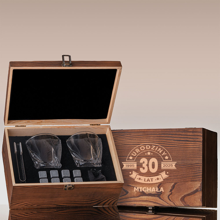Zestaw do whisky z kamieniami na 30. URODZINY – dla konesera smaku