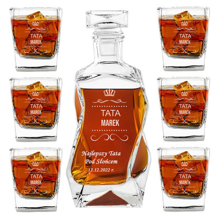 Zestaw do whisky KARAFKA i 6 SZKLANEK z grawerem prezent na DZIEŃ OJCA