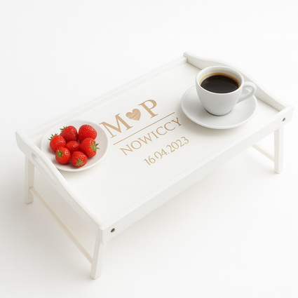 Stolik śniadaniowy z grawerem – prezent DLA PARY na rocznicę parapetówkę