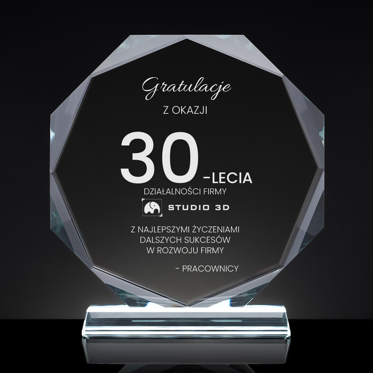 Statuetka z grawerem – prezent na 30-LECIE DZIAŁALNOŚCI FIRMY