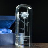 Ślubne Podziękowania Dla Rodziców - RÓŻA 3D Statuetka kryształowa