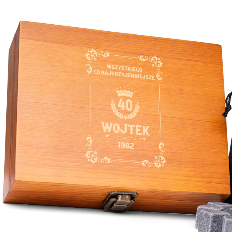 GRAWEROWANE kamienie do whisky na 40 URODZINY
