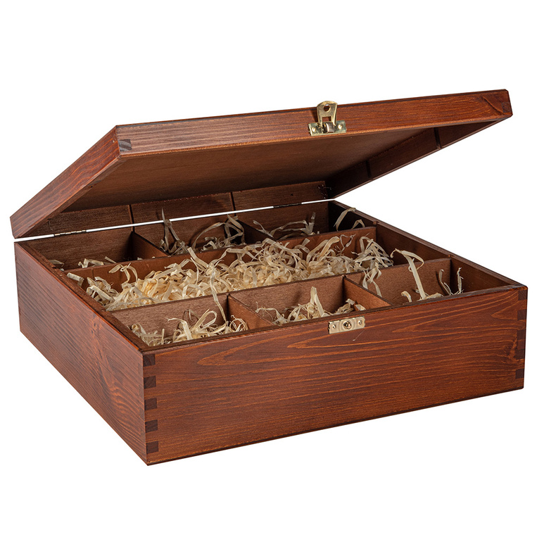 Pudełko drewniane na karafkę i 6 szklanek - czyste