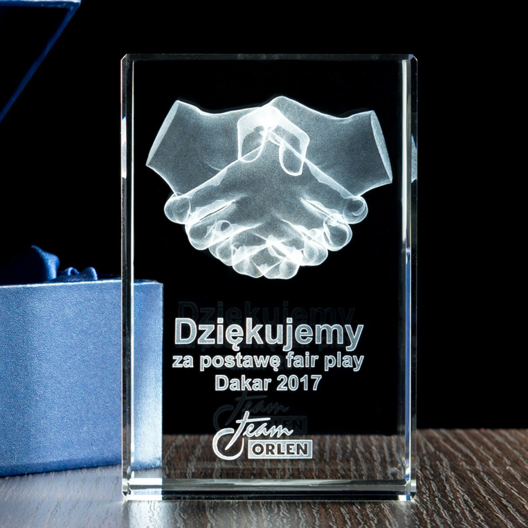 Biznesowa Statuetka 3D Podziękowania za współpracę Logo firmowe Grawer