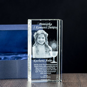 Zdjęcie 3D w krysztale Pamiątka I Komunii Świętej Fotokryształ Duży