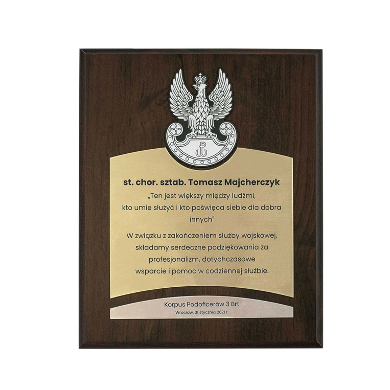 Dyplom z grawerem DLA ŻOŁNIERZA odchodzącego na emeryturę. PODZIĘKOWANIA