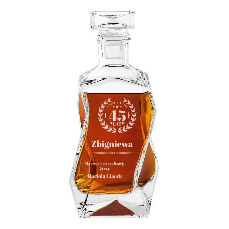Karafka łamana do whisky PREZENT NA 45 URODZINY z grawerem