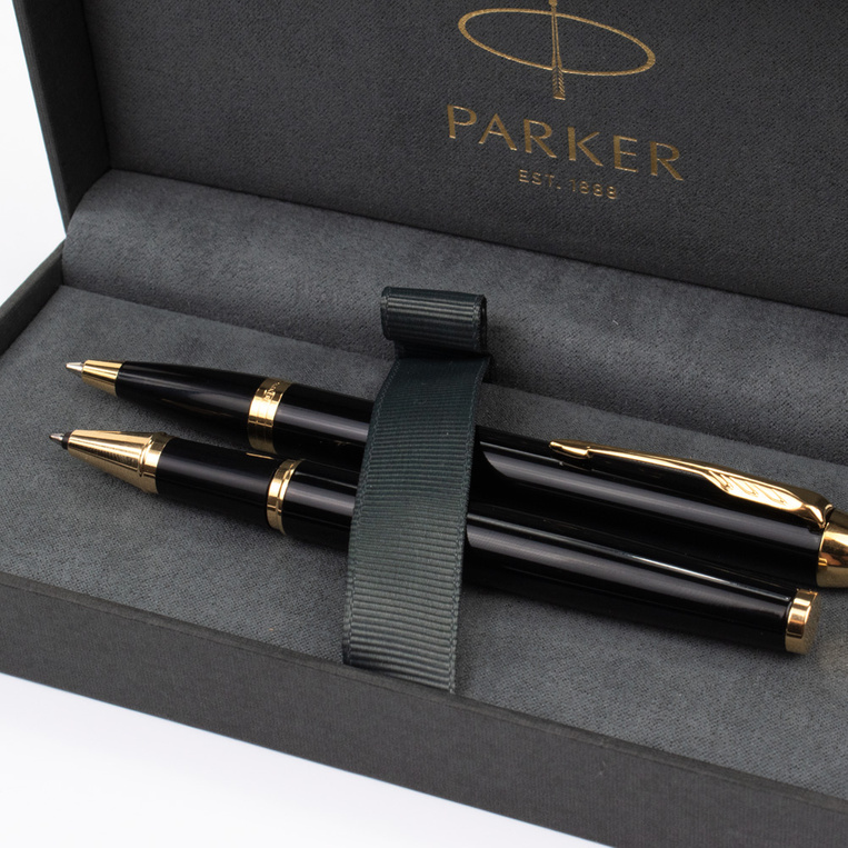 Zestaw Parkera IM - pióro kulkowe i długopis GRAWEROWANE LOGO FIRMOWE