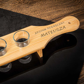 Deska z kieliszkami do shotów z grawerem ZESTAW PODRĘCZNY + IMIĘ