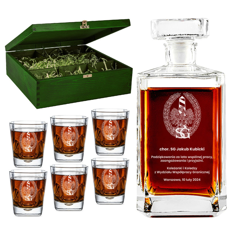 Prezent dla strażnika Straży Granicznej - zestaw do whisky z grawerem