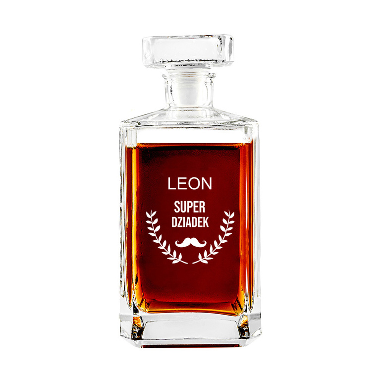 Karafka do whisky i nalewki z grawerem SUPER DZIADEK + IMIĘ