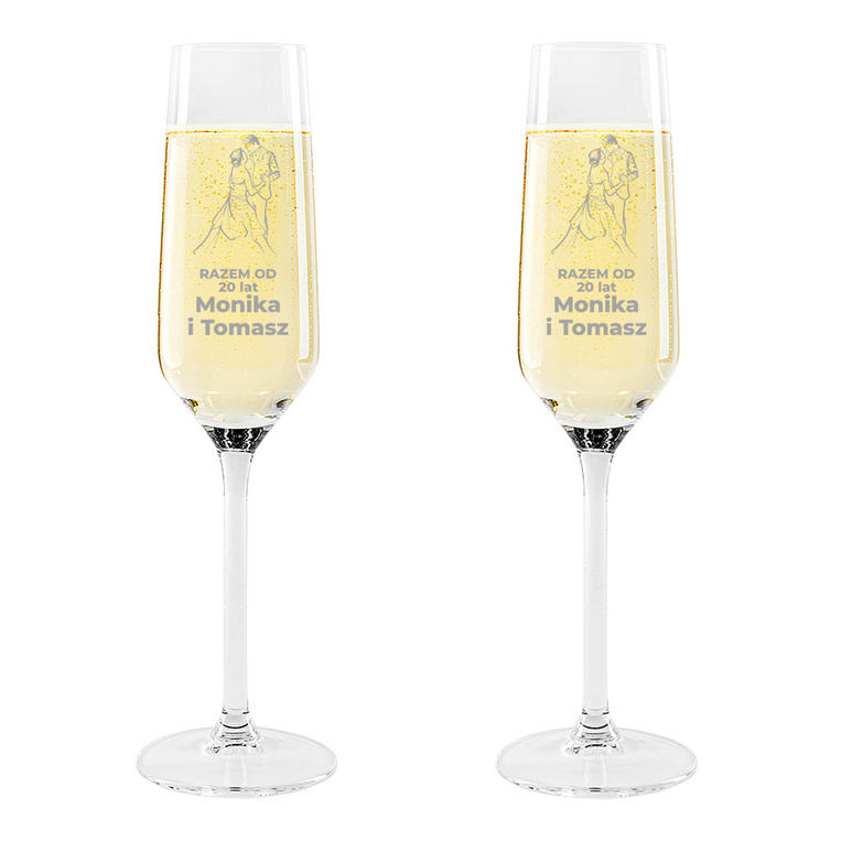 2 kieliszki do szampana PREZENT NA 20 ROCZNICĘ ŚLUBU