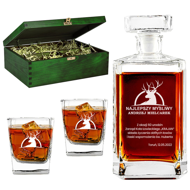 PREZENT DLA MYŚLIWEGO NA URODZINY – karafka i szklanki DLA AMATORA WHISKY